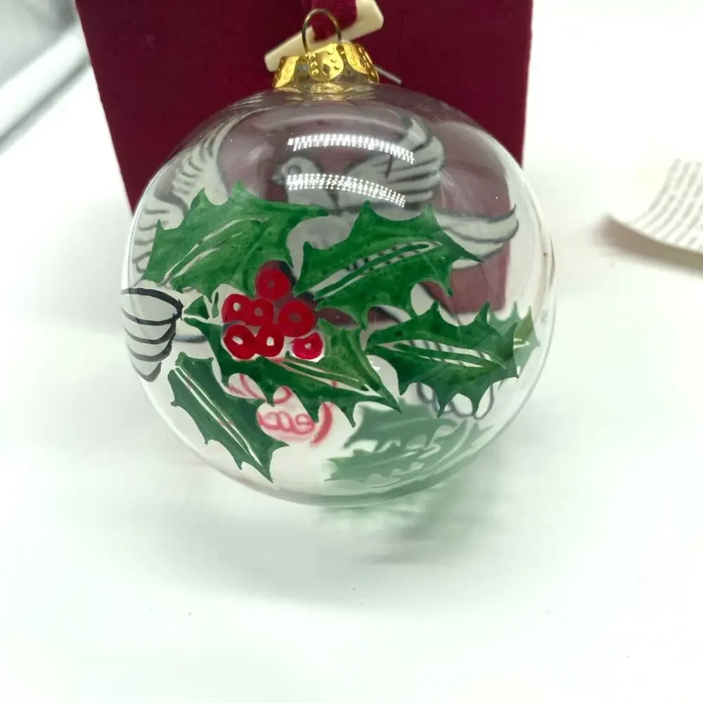 Chase Inside Art Reverse Painted‎ Doves Peace Blown Glass Christmas Ornament 3
